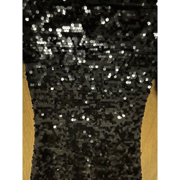 BCBG XXS BLACK SEQUIN BodyCon PARTY HOLIDAY NEW YEARS EVE DRESS Swifty Y22 - Picture 4 of 7